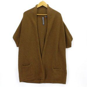 Payton Women's Brown Short Sleeve Open Front Sweater Long Cardigan Size Large L